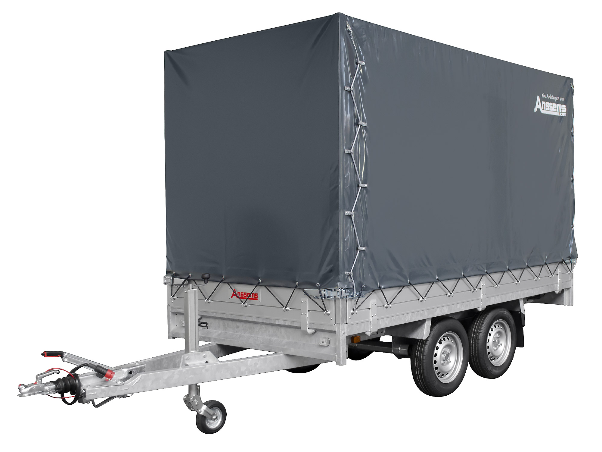 Anssems PKW Anhänger Hochlader Alu 2000 kg, Ladefläche 3,05 x 1,53 m mit Aktionsplane 1,80m