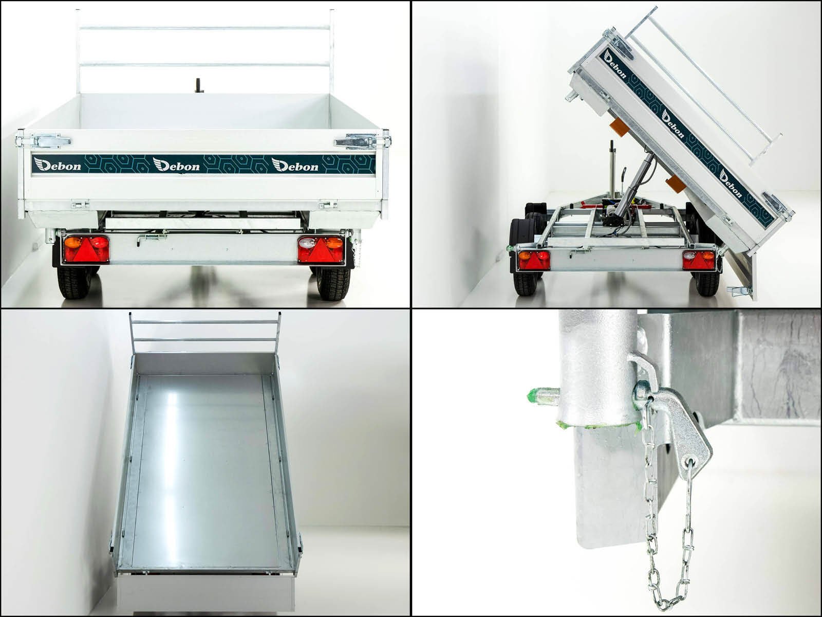 Debon 180×306 2,6 t Triaxial-Kipper – Elektropumpe – Rampen – Stützen, Neufahrzeug
